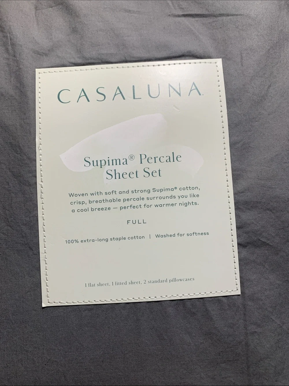 Casaluna Supima Percale Sheet Set Full Size In Dark Gray
